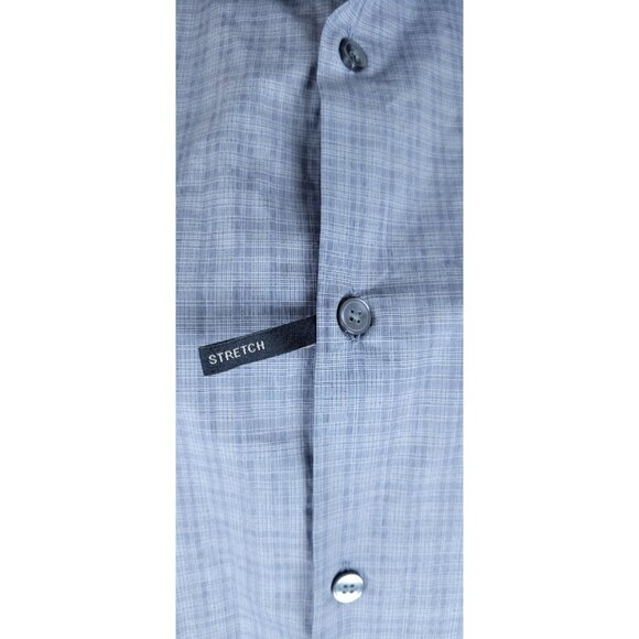 John Varvatos Regu Fit Dress Shirt Button Up Size 36/37 17 1/2 Plaid Royal Bl - Picture 3 of 16